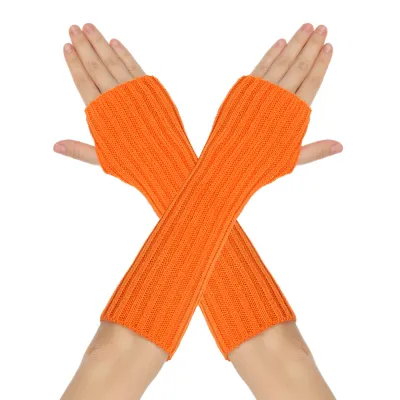 Mid-Length Autumn And Winter Knitted Half Finger Warm Gloves