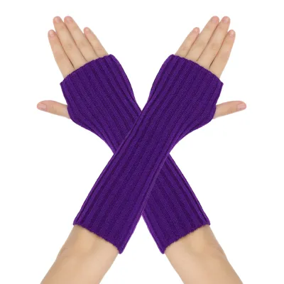 Mid-Length Autumn And Winter Knitted Half Finger Warm Gloves