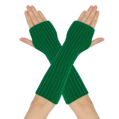 Mid-Length Autumn And Winter Knitted Half Finger Warm Gloves
