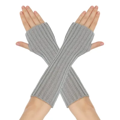 Mid-Length Autumn And Winter Knitted Half Finger Warm Gloves