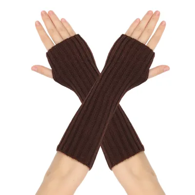 Mid-Length Autumn And Winter Knitted Half Finger Warm Gloves