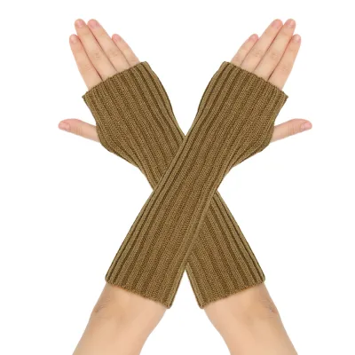 Mid-Length Autumn And Winter Knitted Half Finger Warm Gloves