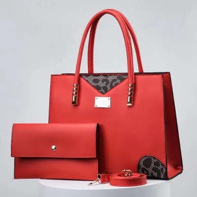 Women Elegant Leopard Stitching Large Capacity Handbag Sets