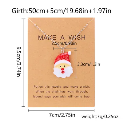 Christmas Element Series Gift Box Resin Santa Claus Snowman Pendant Necklace