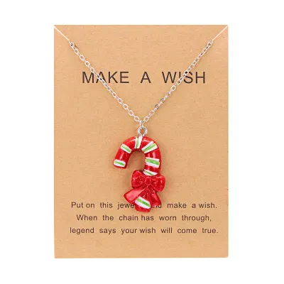 Christmas Element Series Gift Box Resin Santa Claus Snowman Pendant Necklace