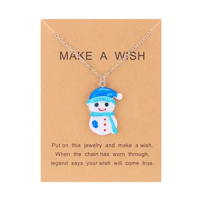Christmas Element Series Gift Box Resin Santa Claus Snowman Pendant Necklace