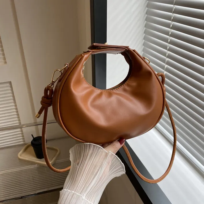 Fashionable Solid Color Portable Shoulder Underarm PU Bag
