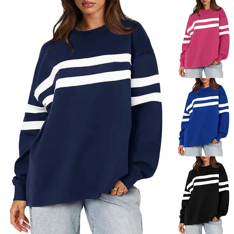 Women Casual Street Hipster Pullover Sweatshirt - Loose Fit Round Neck