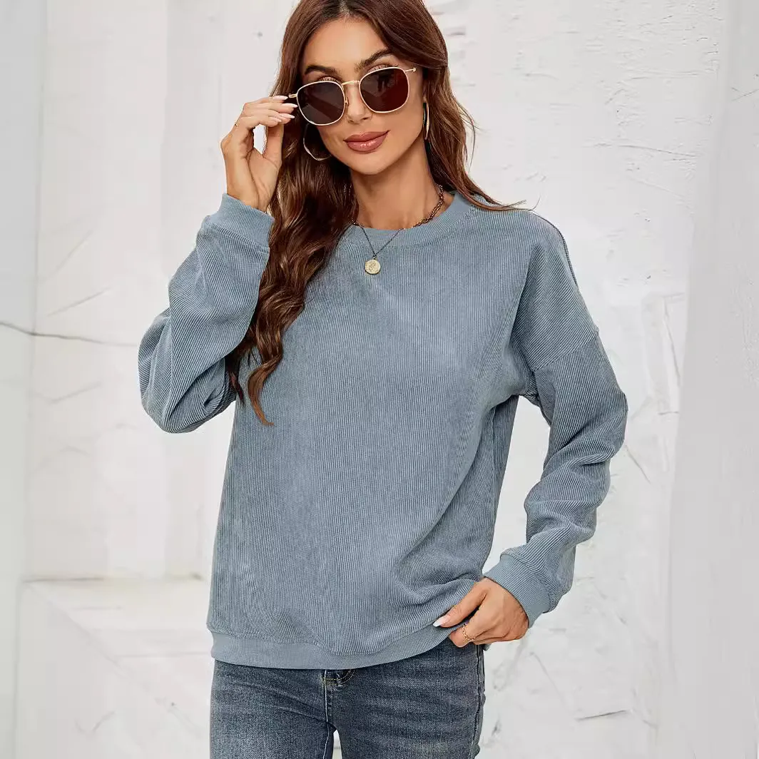 Women Casual Corduroy Pullover Sweatshirt