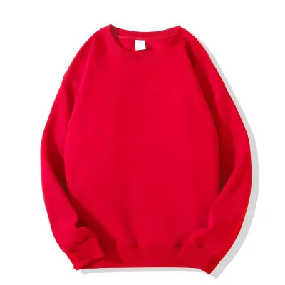 Women Casual Solid Color Loose Crewneck Pullover Sweatshirt