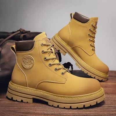 Men Fashion Casual Autumn Winter British Style Commuter Lace-Up Thick-Soled Boots