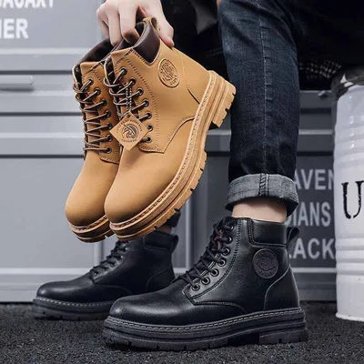 Men Fashion Casual Autumn Winter British Style Commuter Lace-Up Thick-Soled Boots