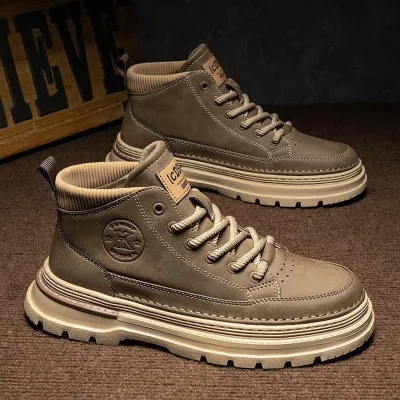 Men Casual Autumn Winter British Style Commuter Lace-Up Thick-Soled Tooling Boots