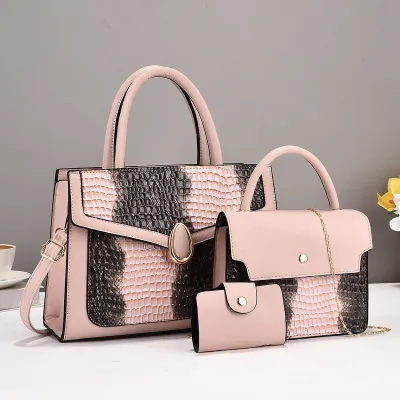 Women Elegant Stone-Print Large-Capacity PU Handbag Set