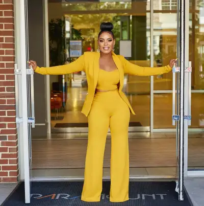 Office Chic Women Solid Color Blazer Crop Top Pants Three-Piece Set