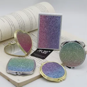 Double-Sided Folding Simple Portable Glitter Mirror for Bedroom