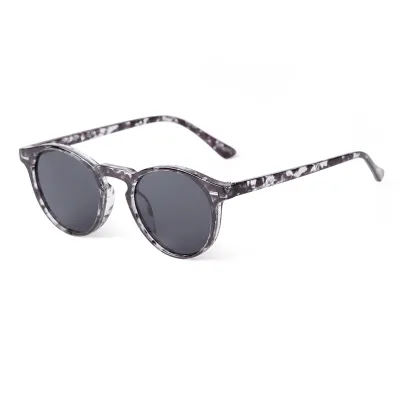 Fashion Rivet Literature And Art Retro Round Frame Sunglasses