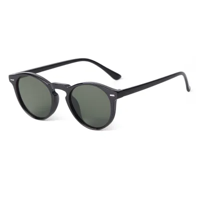 Fashion Rivet Literature And Art Retro Round Frame Sunglasses