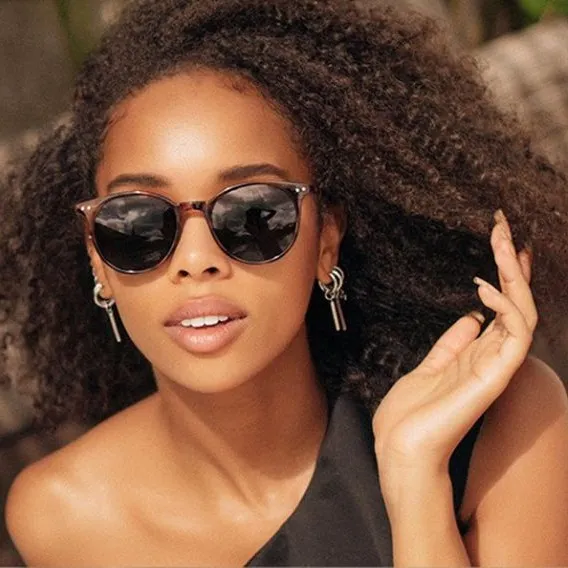 Fashion Rivet Literature And Art Retro Round Frame Sunglasses
