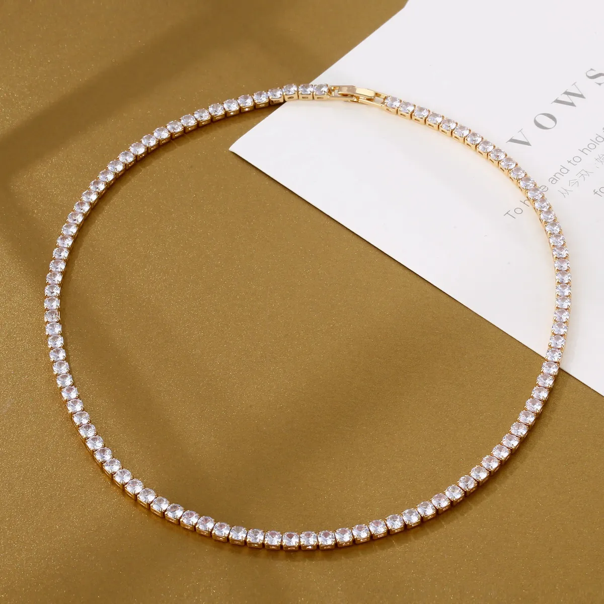 Hip-Hop Copper Zircon One-Row Tennis Chain Necklace