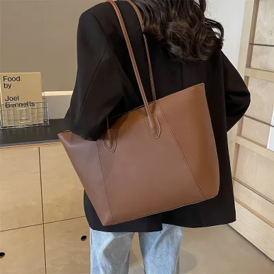 Simple Solid Color Large Capacity Tote Bag