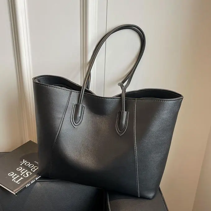 Simple Solid Color Large Capacity Tote Bag