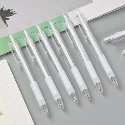 Gel Pen Simpleblank Style Morandi Push Pen, Stainless Steel Nib, 0.5mm, Plastic Shell, 9g Net Weight