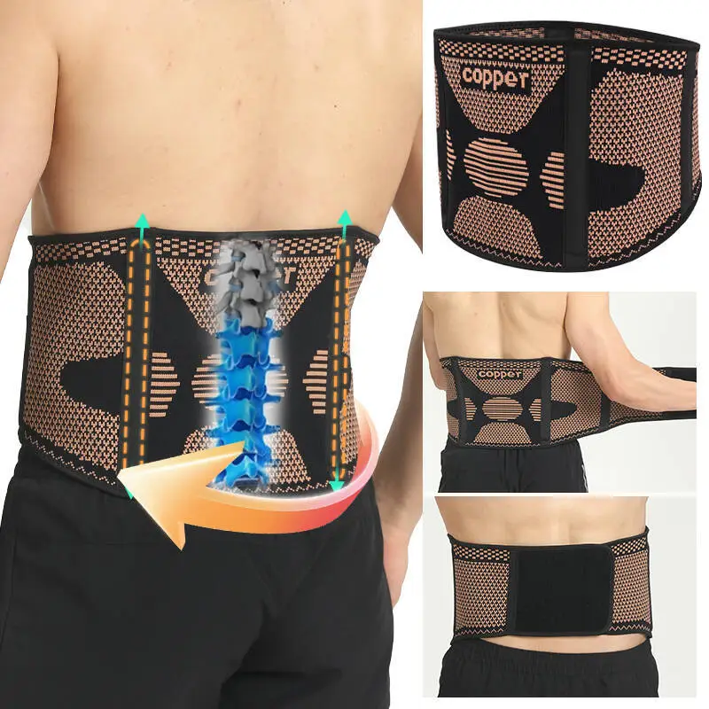 Copper Ion Sports Belt Adjustable Knitted Breathable Pressurized Waist Protection Removable Elastic Support Belt