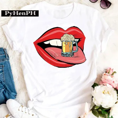 Women's Modal Loose Fit Short-Sleeved T-Shirt with Geometric Wine Glass Print - Literature And Art Retro Style