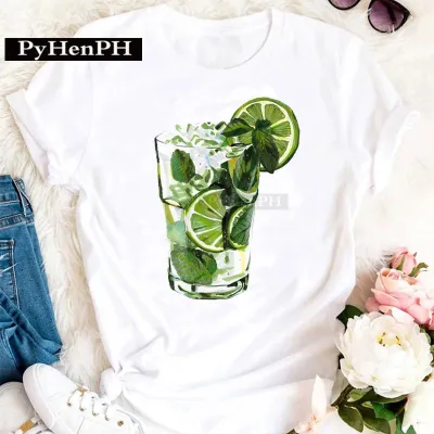 Women's Modal Loose Fit Short-Sleeved T-Shirt with Geometric Wine Glass Print - Literature And Art Retro Style