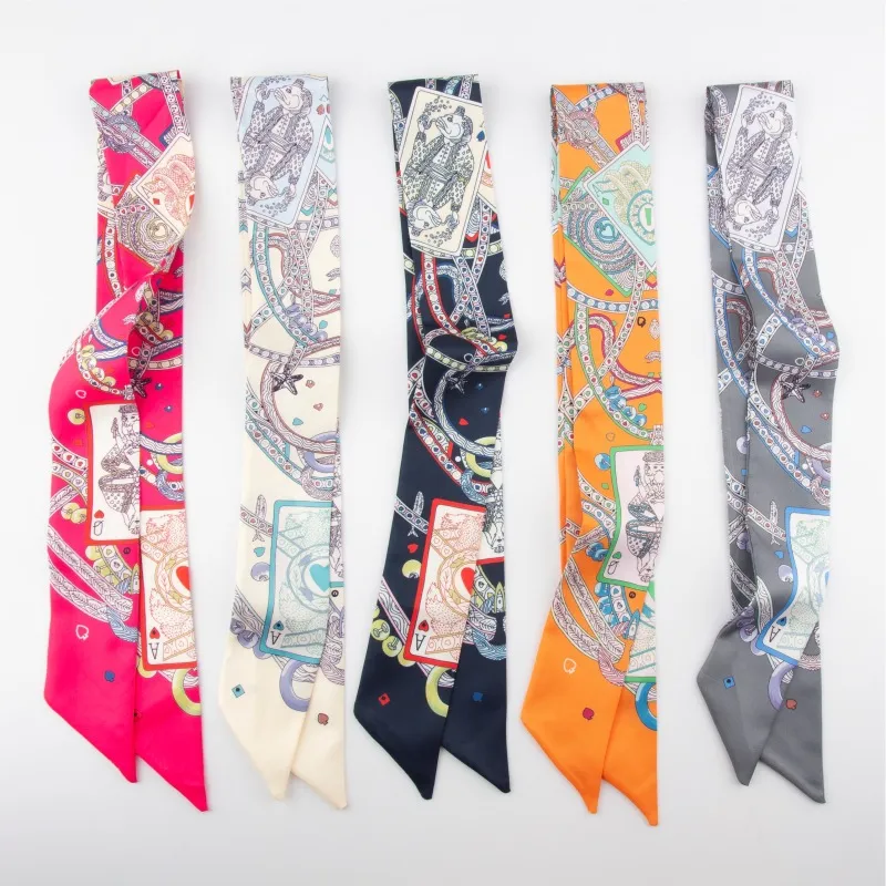 Women Elegant Tie Bag Ribbon Headband Slim Long Polyester Scarf
