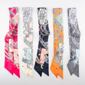 Women Elegant Tie Bag Ribbon Headband Slim Long Polyester Scarf