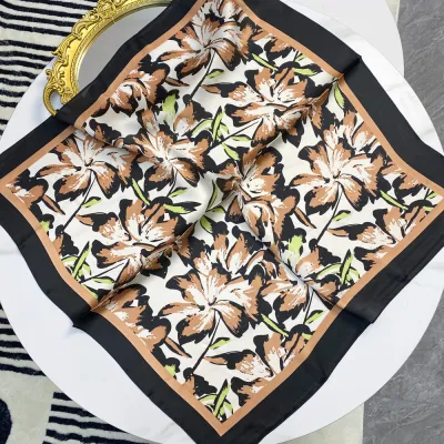 Summer Silk-Like Li Brocade Satin 70*70 Small Square Scarf