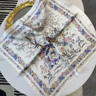 Summer Silk-Like Li Brocade Satin 70*70 Small Square Scarf
