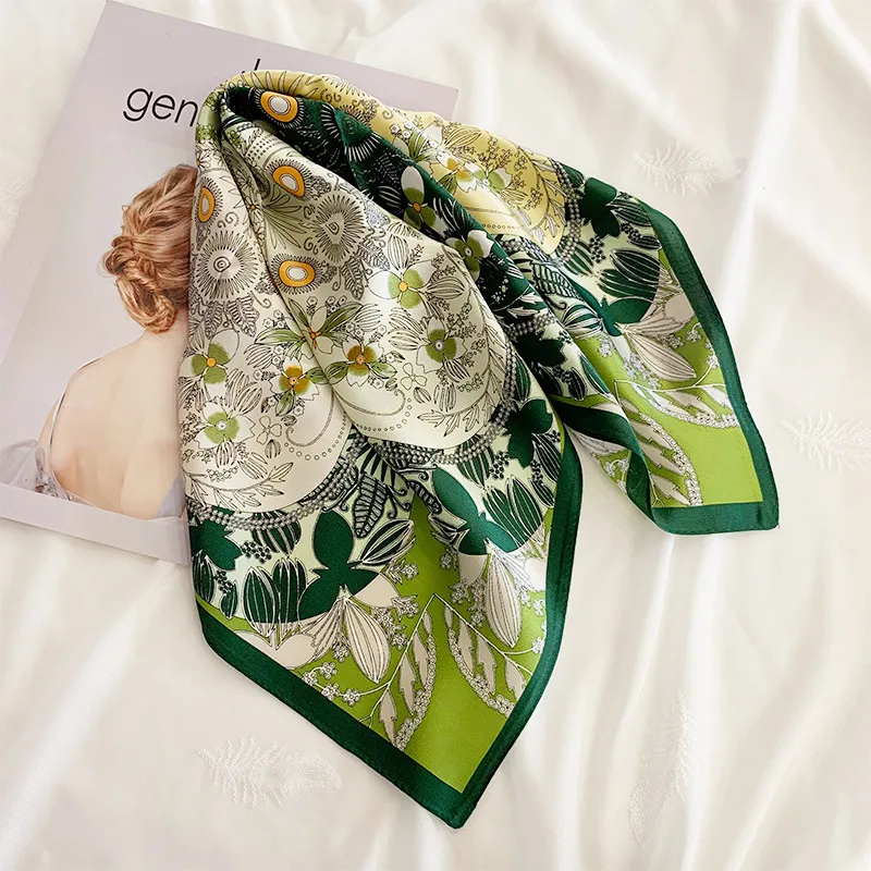 Summer Silk-Like Li Brocade Satin 70*70 Small Square Scarf
