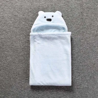 Newborn Cute Cartoon Animal Solid Color Coral Fleece Swaddling Blanket