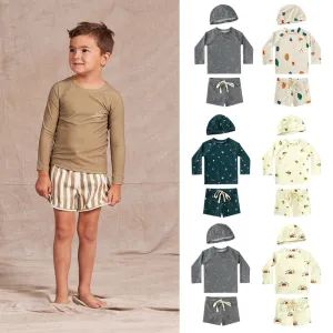 Kids Toddler Boys Casual Cute Tiny Flower Print Long Sleeve Top Shorts Swimwear Sets