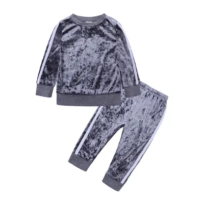 Kids Toddler Boys Girls Casual Stripe Long Sleeve Sweatshirts Trousers Sets