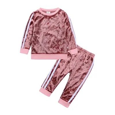 Kids Toddler Boys Girls Casual Stripe Long Sleeve Sweatshirts Trousers Sets