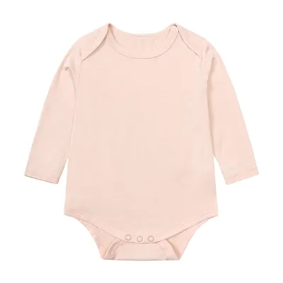 Kids Baby Boys Girls Cute Solid Color Long Sleeve Bamboo Fiber Romper Pullover