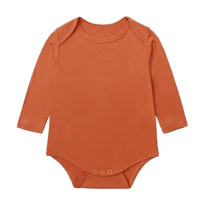 Kids Baby Boys Girls Cute Solid Color Long Sleeve Bamboo Fiber Romper Pullover