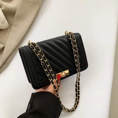 Women PU Leather Quilted Mini Square Fashion Chain Crossbody Bag