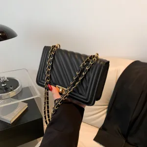 Women PU Leather Quilted Mini Square Fashion Chain Crossbody Bag