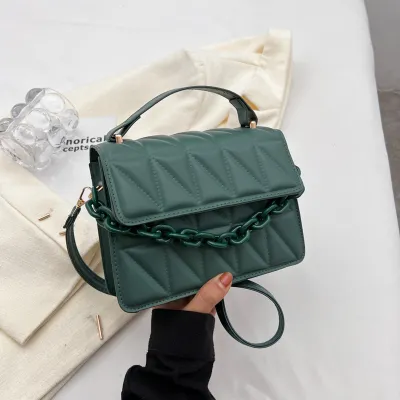Fashion Retro Small Square Handbag Rhomboid Chain Crossbody Bag