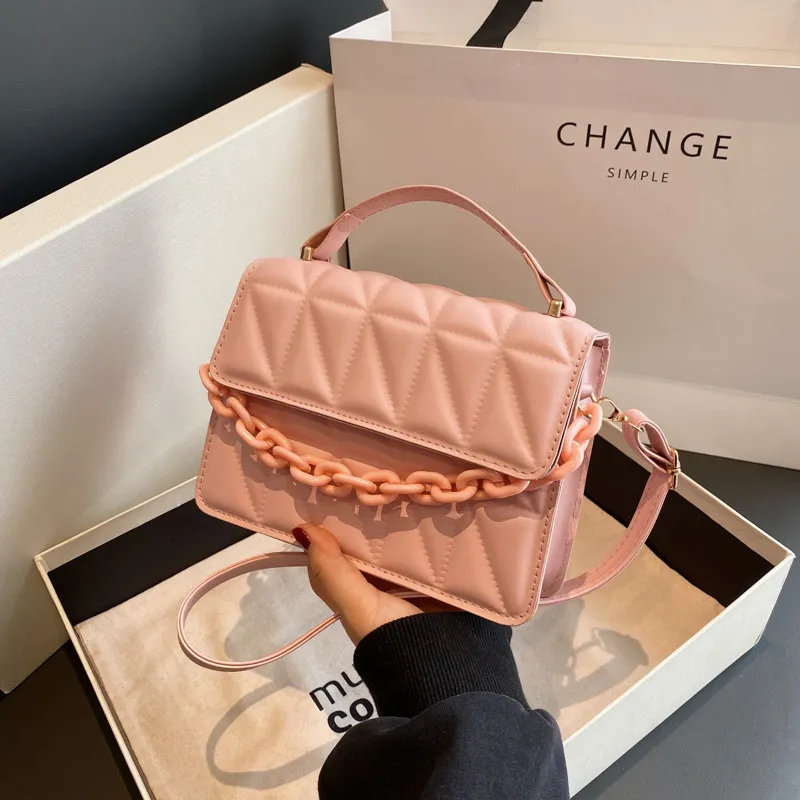 Fashion Retro Small Square Handbag Rhomboid Chain Crossbody Bag
