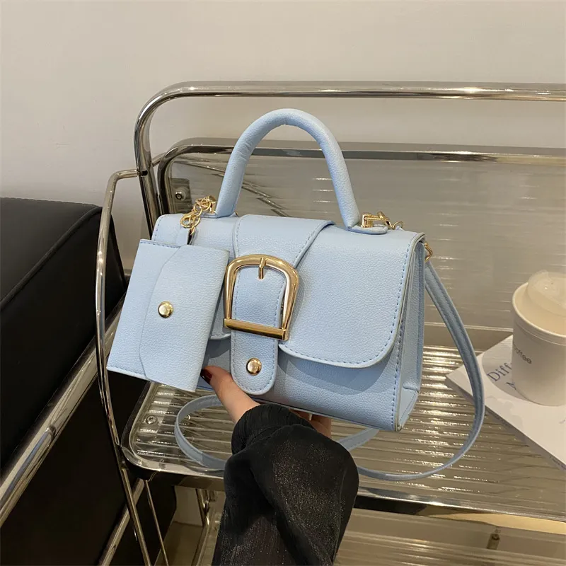 Fashion Solid Color Flip Square PU Shoulder Bag With Magnetic Buckle