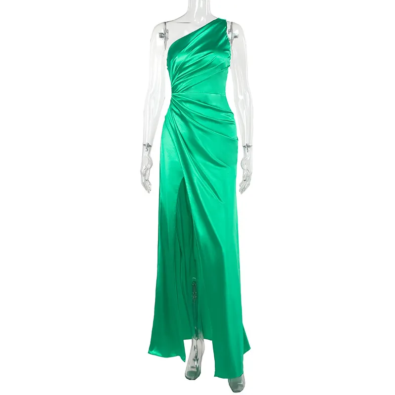 Elegant Solid Slit Oblique Collar Evening Dress Dresses Elegant Solid Slit Oblique Collar Evening Dress Dresses