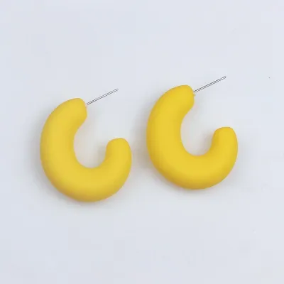 Candy Color Acrylic Spray Paint C Shaped Hoop Earrings Simple Geometry