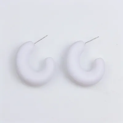 Candy Color Acrylic Spray Paint C Shaped Hoop Earrings Simple Geometry