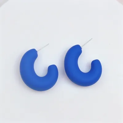 Candy Color Acrylic Spray Paint C Shaped Hoop Earrings Simple Geometry